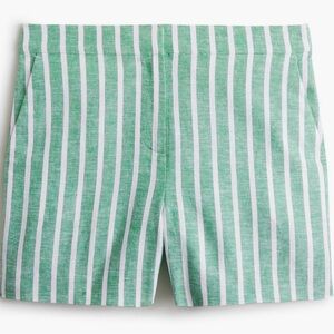 J. Crew Green and White Vertical Stripe Shorts